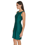 Calvin Klein Sleeveless Boat-Neck Embellished Scuba Sheath Dress Emerald Green 2