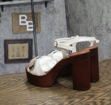 Madden Girl Womens Vivv Block Heeled Sandal Heels VIVV01J1 Bone Paris Brown 8.5M