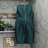 Donna Karan Womens Petite Pleated Metallic Jacquard Dress Spruce Green 12P