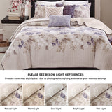 Madison Park Classic Set 6-Piece Cotton Blend Floral Taupe Purple Full / Queen