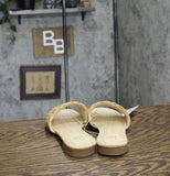A New Day Width Woven Raffia Slide Sandals with Memory Foam Insole Tan Brown 7W