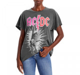 Madeworn Womens Ac/Dc Distressed Graphic Tee MWACDC038T