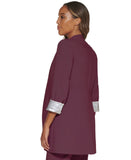Calvin Klein Womens Roll Sleeve Open Front Blazer Jacket S27JL165 Aubergine 2