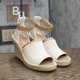 Toms Womens Marisol Platform Wedge Shoes 10016358 Natural Brown 10M