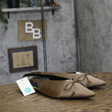 A New Day Camille Satin Slingback Bow Flats 94648297 Brown 9.5M