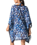 Michael Michael Kors Camo Garden Caftan Cover Up Woven New Navy Blue Multi M/L