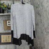 AB Studio Womens Wool Blend Lightweight Open Front Cardigan Gray / Black L