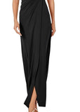 Calvin Klein Womens One Shoulder Gown with Waist Ruch CD9B22M3 Black 4