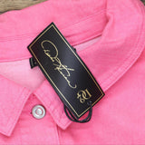 DG2 Womens Plus Size Neon Denim Trucker Jacket 697854 Neon Pink 2X