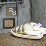 Stars Above Merritt Platform Shine Scuff Slide Slippers Gold Yellow L (9-10)