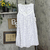 Eileen West Womens Short Sleeveless Nightgown E20014 White / Navy XS