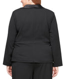 Alex Evenings Plus Blazer Tuxedo Tunic Pullover Satin Trim Jacket Black 3X