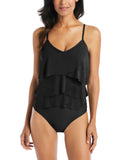 Beyond Control Womens Solid Citizen Tiered One-Piece Swimsuit LXSE00807 Black 12
