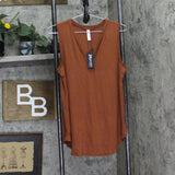 24Seven Comfort Apparel Womens Knit V-Neck Tank Top Brown L