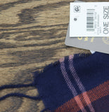 Style & Co. Womens Tartan Plaid Scarf Fringe SC9542501 Navy Blue Multi