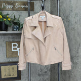 M Magaschoni Womens Faux Suede Open Front Motorcycle Jacket Blush Pink M