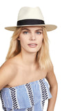 Rag & Bone Womens Straw Panama Wide Brim Hat W262181M2 Off White / Black S/M