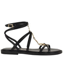 Guess Womens Grunge Gladiator Ornamented Flat Strappy Sandal GWGRUNGE Black 10M
