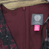 Vince Camuto Womens Jacquard Fit Flare Puff Sleeve Dress VC4M5667 Wine Red 8