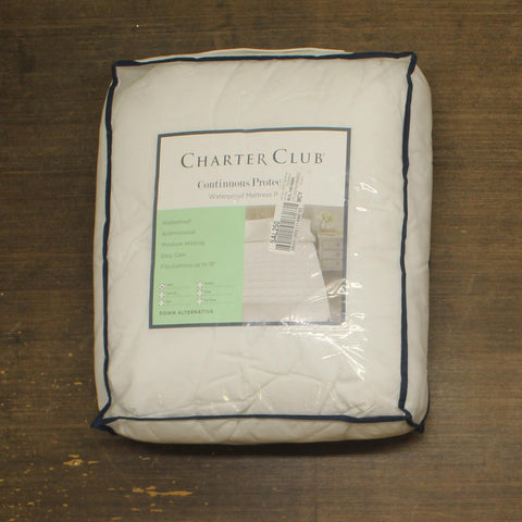 Charter Club Continuous Protection Waterproof Mattress Pad LiquiDry White Twin