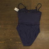 Bar III Womens Wave Solids Tie-Front One Piece Swimsuit Nautical Blue S