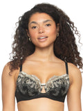 Paramour Womens Aura Embroidered Contour Bra Demi Coverage Black Champagne 40DD
