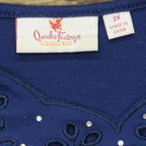 Quacker Factory Womens Long Sleeve Rhinestone Blouse 166a68af9ab4e9 Dark Blue 2X
