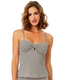 Cece Womens Keyhole Over the Shoulder Tankini Top 26CC207CT Black / White S