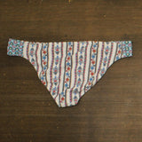 Jessica Simpson Textured Floral-Print Striped Bikini Swim Bottom White Multi XL