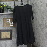 24Seven Comfort Apparel Womens 3/4 Sleeve Knit Flowy Dress Black 1X