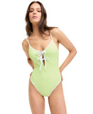 Sanctuary Stay Connected Tie-Front One-Piece Swimsuit Daquiri Green Yellow S