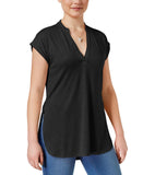 Almost Famous Juniors Cap-Sleeve High-Low Utility Tunic Black M