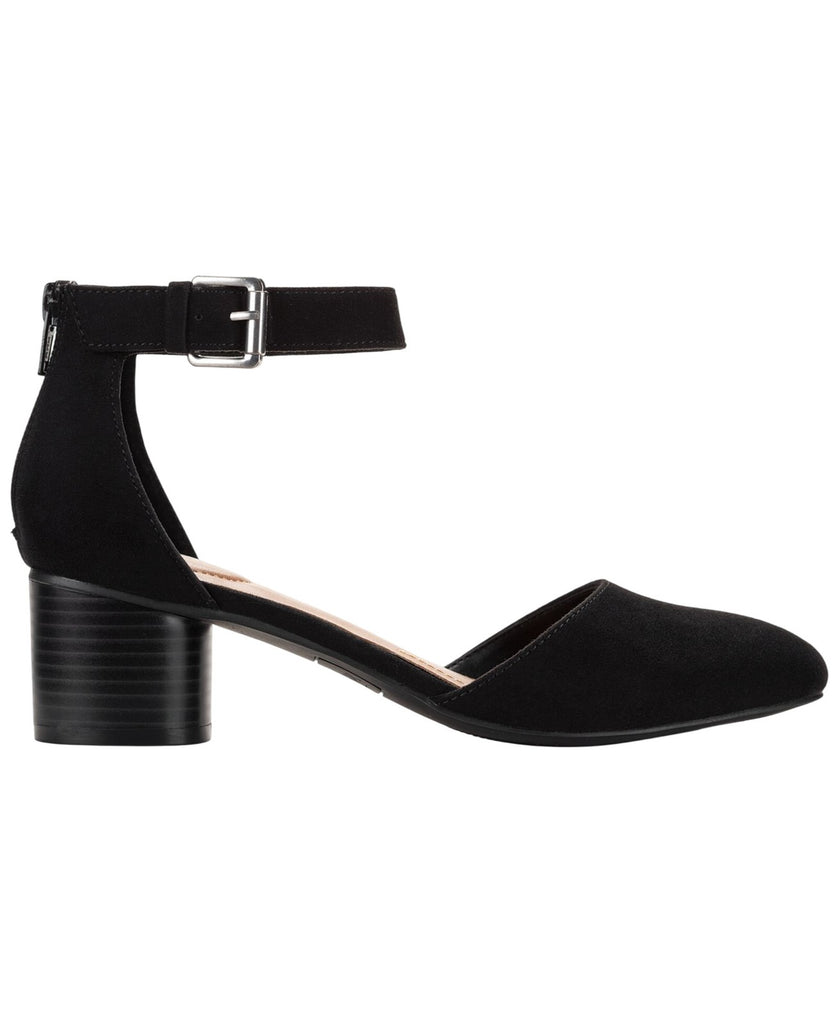 Style & Co Alinaa Two Piece Stacked Heel Dress Pumps Black Microsuede 8.5M