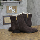 INC International Concepts Side Zip Low Heel Ankle Booties Truffle Brown 5M