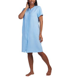 Miss Elaine Womens Embroidered Short Sleeve Robe Nightgown 859834 French Blue L