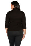 Belldini Womens Quarter Length Zipper Polo Sweater BS235289X Black 1X