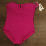 DKNY Womens Textured Shirred One-Piece Swimsuit DIMMS605 Wildberry Pink 2XL
