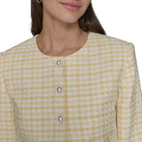 Karl Lagerfeld Cropped Tweed Elegant Boucle Jacket Freesia Yellow / Soft White 2
