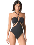 Vince Camuto Womens Standard V-Wire Cut Out One Piece Swimsuit V09102 Black 12