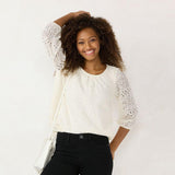 Lc Lauren Conrad Womens Tie-Front Peasant Top WL23W047RN Marshmellow Off White M