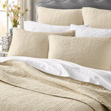 Sky Pickstitch 3-Piece Cotton Coverlet Set 100138173FQ Khaki Brown Full / Queen