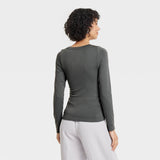 A New Day Womens Long Sleeve Seamless T-Shirt 92786504 Gray S