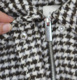 A New Day Womens Textured Houndstooth Jacket Snap Zip 94712054 Brown Multi M