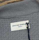 Officine Generale Regular Fit Button Up Camp Cuban Textured Shirt Iron Gray L