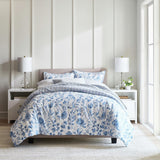 IZOD 2-Piece Felicity Floral Cotton Reversible Comforter Set Blue Floral Twin