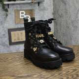Karl Lagerfeld Makenzie Embellished Combat Booties KL445771 Black 6M