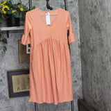 Ny Collection Swiss Dot Bell Sleeve Midi Sundress MNKD3217 Tawny Orange S