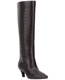 INC International Concepts Mid-Heel Knee High Boots Kitten Heel Brown Croc 6.5M