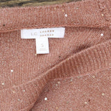 LC Lauren Conrad Womens Sequin Knit Long Sleeve Pullover Sweater Brown Red S