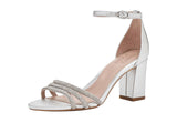 Naturalizer Faux Leather Strappy Block Heel Sandals Satin Silver Gray 6M